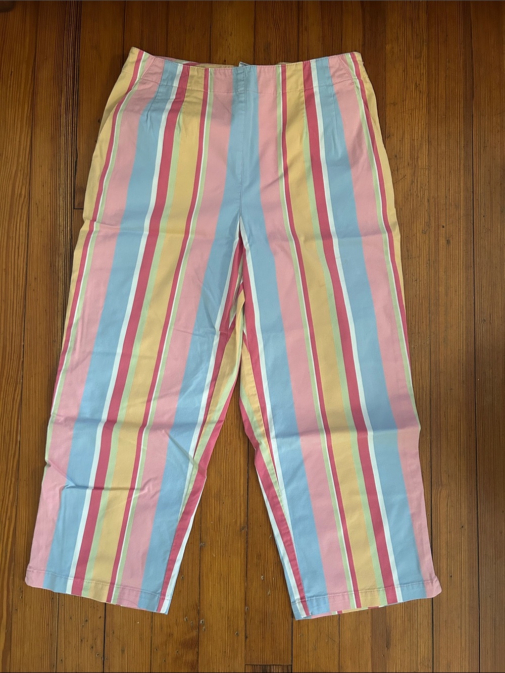 Vintage Pastel Multi-Stripe Casual Pants